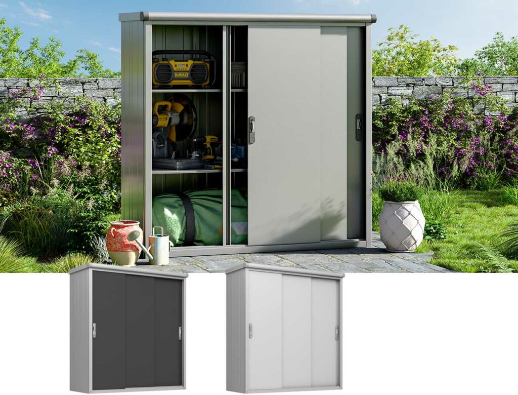 Geräteschrank Größe 180x75 cm, Höhe 195 cm, Dachlast 150 kg/m2