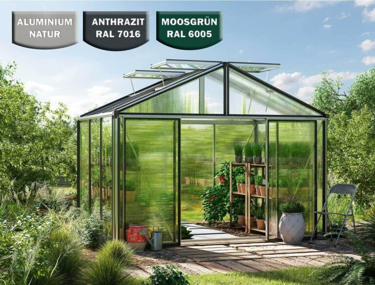 Gewächshaus ASTERIA 306x236 cm, 16 mm, 4 Fenster, Doppeltür